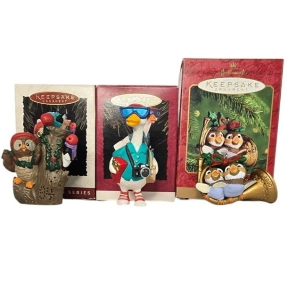 Hallmark Keepsake Ornaments Lot of 3 Owl Oliver Sunnybird Friends in Harmony